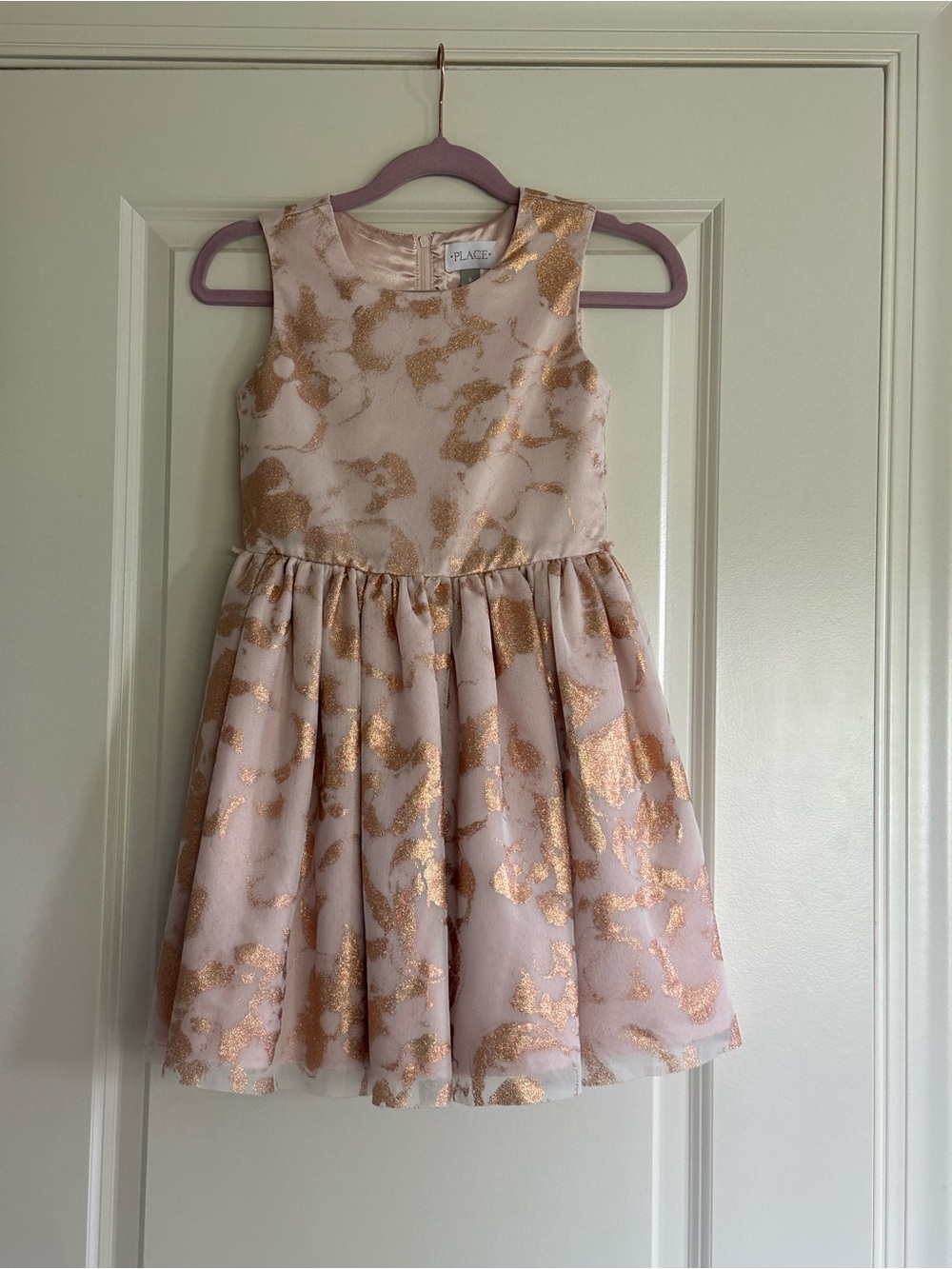 The Children's Place Blush Pink Dress with Metallic Gold Pattern